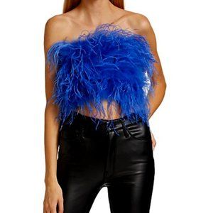Blue Ostrich Tube Top NWOT